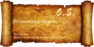 Olsovszky Simon névjegykártya